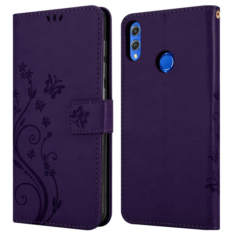 Cadorabo Hülle kompatibel mit Honor 8X Schutzhülle im Blumen Design mit Magnetverschluss, Standfunktion und Kartenfächern
