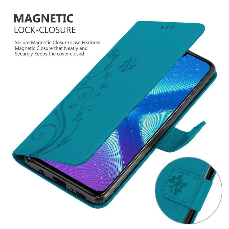 Cadorabo Hülle kompatibel mit Honor 8X Schutzhülle im Blumen Design mit Magnetverschluss, Standfunktion und Kartenfächern