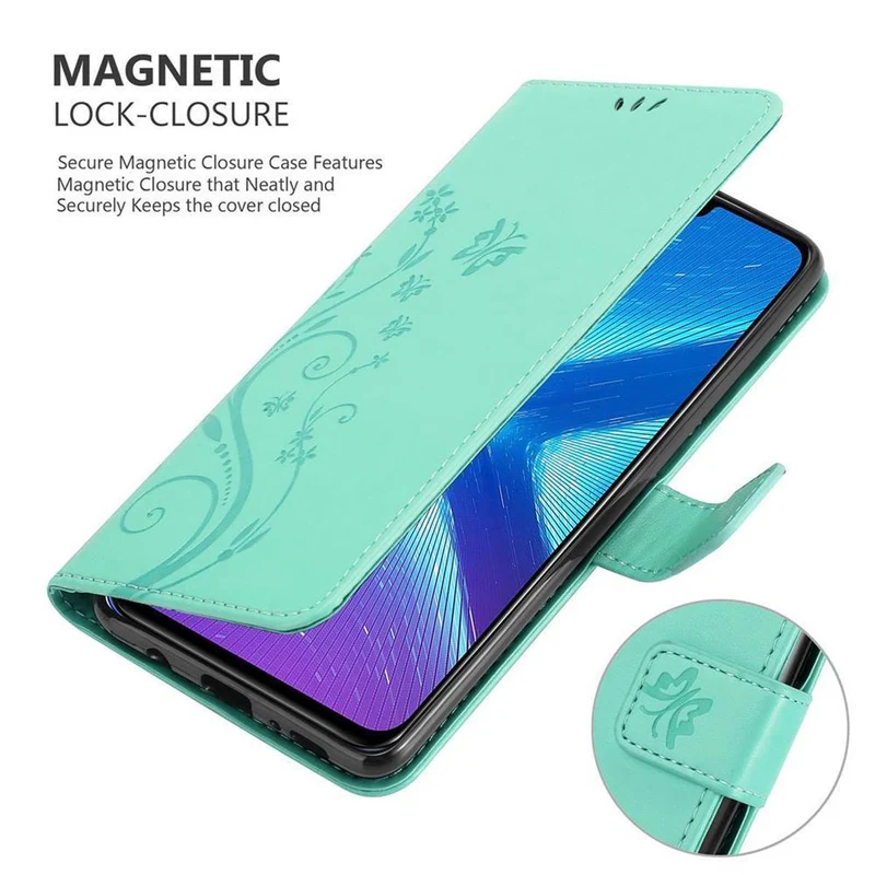 Cadorabo Hülle kompatibel mit Honor 8X Schutzhülle im Blumen Design mit Magnetverschluss, Standfunktion und Kartenfächern