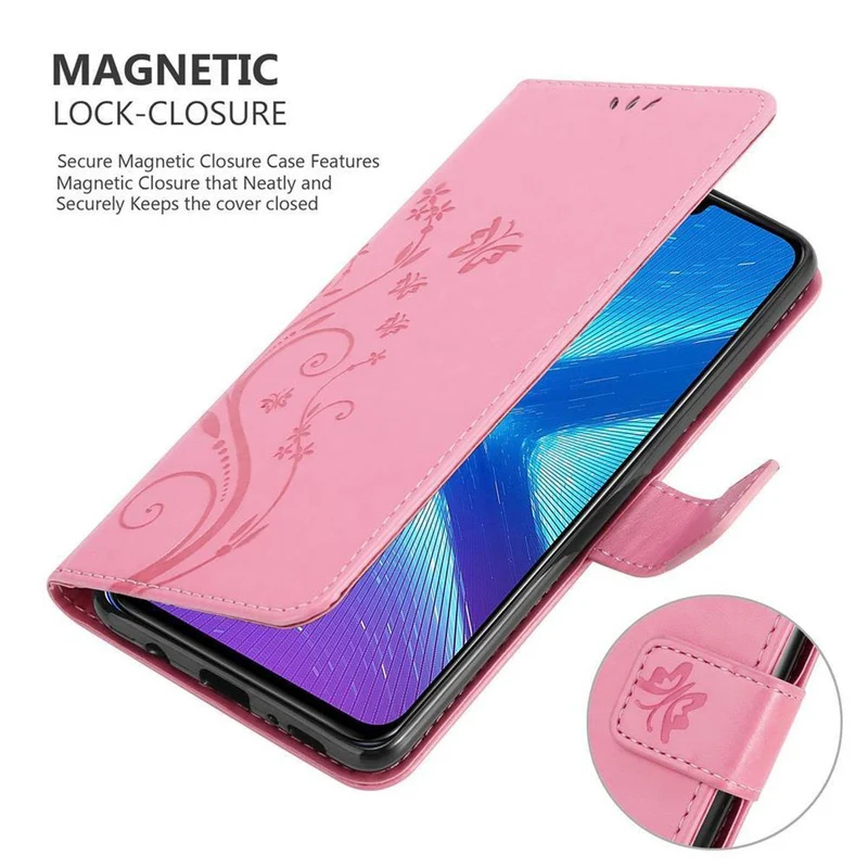 Cadorabo Hülle kompatibel mit Honor 8X Schutzhülle im Blumen Design mit Magnetverschluss, Standfunktion und Kartenfächern