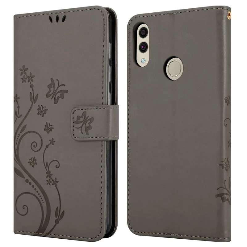 Cadorabo Hülle kompatibel mit Honor 8C Schutzhülle im Blumen Design mit Magnetverschluss, Standfunktion und Kartenfächern