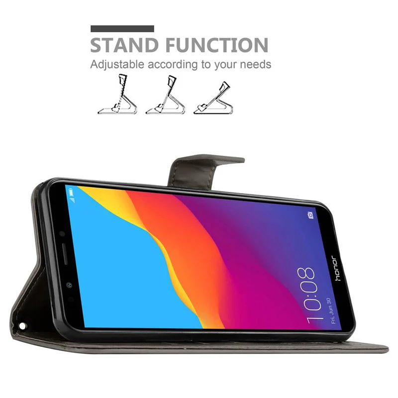 Cadorabo Hülle kompatibel mit Honor 7C / Huawei Y7 2018 Schutzhülle im Blumen Design mit Magnetverschluss, Standfunktion und Kartenfächern