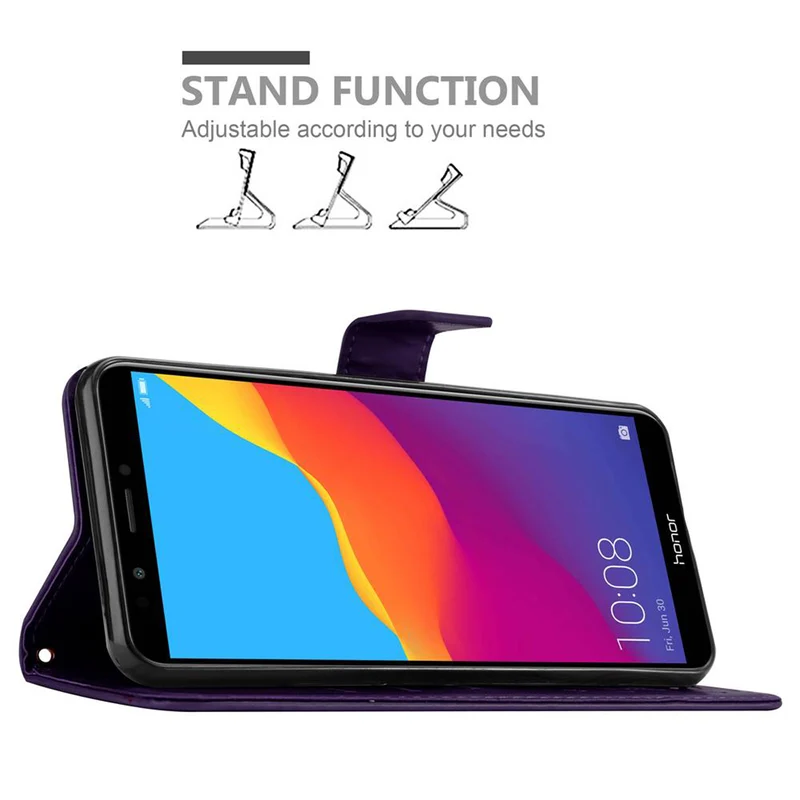 Cadorabo Hülle kompatibel mit Honor 7C / Huawei Y7 2018 Schutzhülle im Blumen Design mit Magnetverschluss, Standfunktion und Kartenfächern