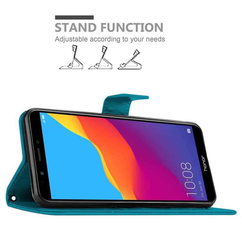 Cadorabo Hülle kompatibel mit Honor 7C / Huawei Y7 2018 Schutzhülle im Blumen Design mit Magnetverschluss, Standfunktion und Kartenfächern