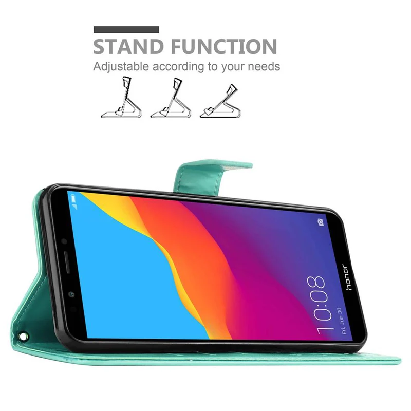 Cadorabo Hülle kompatibel mit Honor 7C / Huawei Y7 2018 Schutzhülle im Blumen Design mit Magnetverschluss, Standfunktion und Kartenfächern