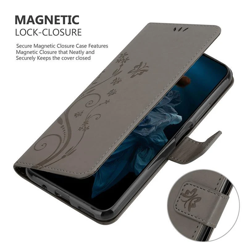 Cadorabo Hülle kompatibel mit Honor 20 PRO Schutzhülle im Blumen Design mit Magnetverschluss, Standfunktion und Kartenfächern