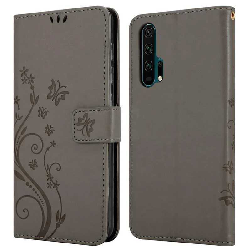 Cadorabo Hülle kompatibel mit Honor 20 PRO Schutzhülle im Blumen Design mit Magnetverschluss, Standfunktion und Kartenfächern