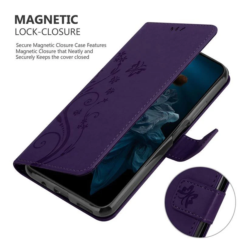Cadorabo Hülle kompatibel mit Honor 20 PRO Schutzhülle im Blumen Design mit Magnetverschluss, Standfunktion und Kartenfächern