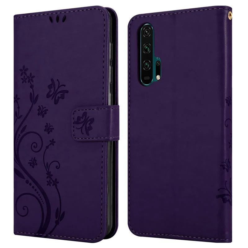Cadorabo Hülle kompatibel mit Honor 20 PRO Schutzhülle im Blumen Design mit Magnetverschluss, Standfunktion und Kartenfächern