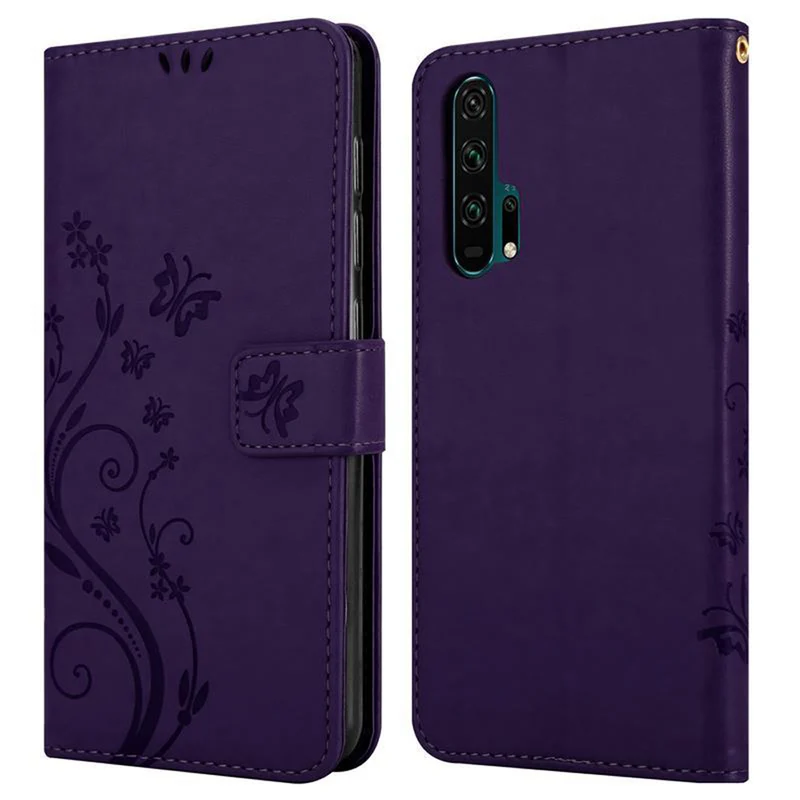 Cadorabo Hülle kompatibel mit Honor 20 PRO Schutzhülle im Blumen Design mit Magnetverschluss, Standfunktion und Kartenfächern