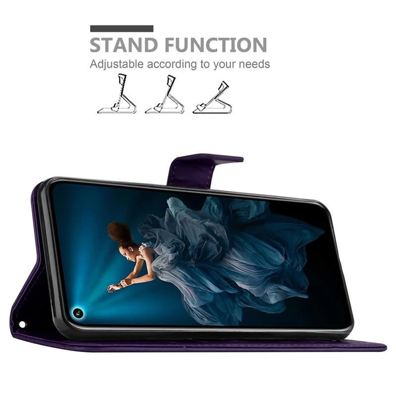 Cadorabo Hülle kompatibel mit Honor 20 PRO Schutzhülle im Blumen Design mit Magnetverschluss, Standfunktion und Kartenfächern