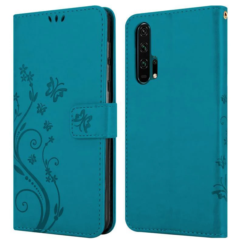 Cadorabo Hülle kompatibel mit Honor 20 PRO Schutzhülle im Blumen Design mit Magnetverschluss, Standfunktion und Kartenfächern