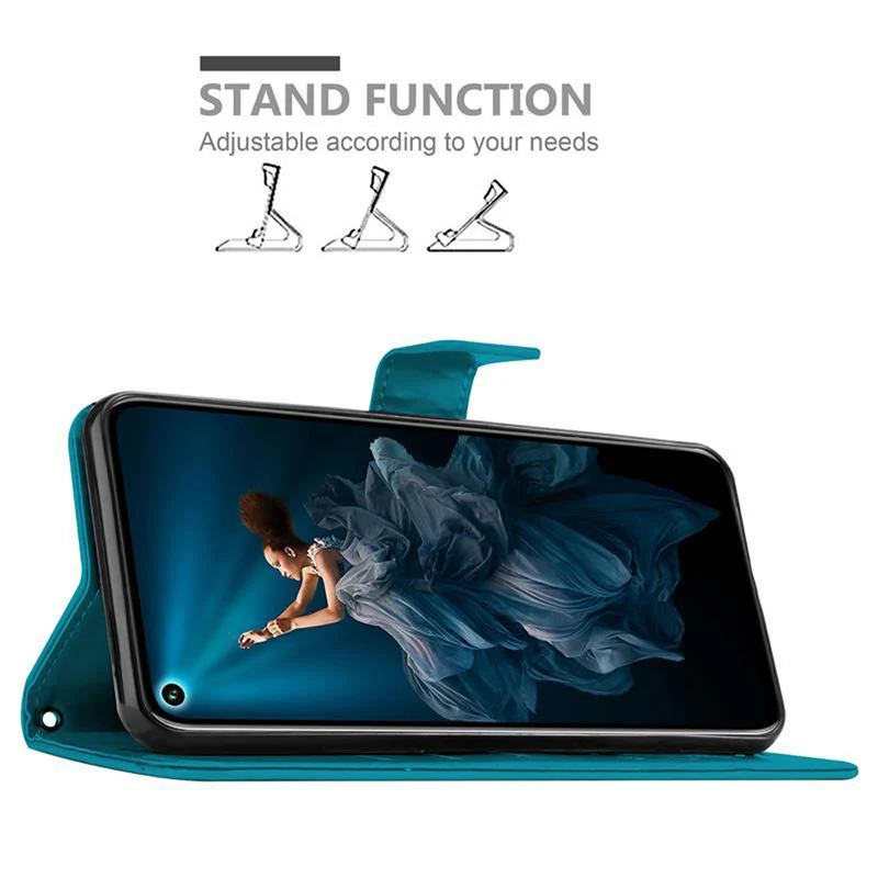 Cadorabo Hülle kompatibel mit Honor 20 PRO Schutzhülle im Blumen Design mit Magnetverschluss, Standfunktion und Kartenfächern