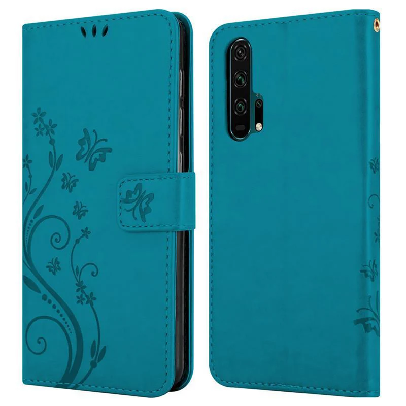 Cadorabo Hülle kompatibel mit Honor 20 PRO Schutzhülle im Blumen Design mit Magnetverschluss, Standfunktion und Kartenfächern