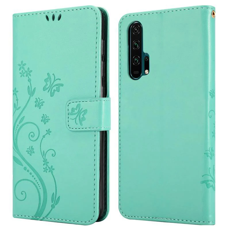 Cadorabo Hülle kompatibel mit Honor 20 PRO Schutzhülle im Blumen Design mit Magnetverschluss, Standfunktion und Kartenfächern