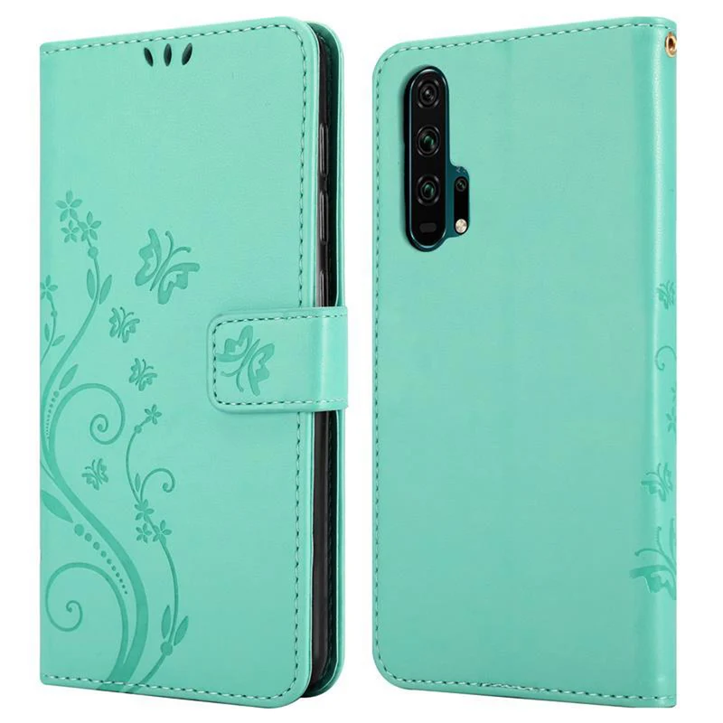 Cadorabo Hülle kompatibel mit Honor 20 PRO Schutzhülle im Blumen Design mit Magnetverschluss, Standfunktion und Kartenfächern