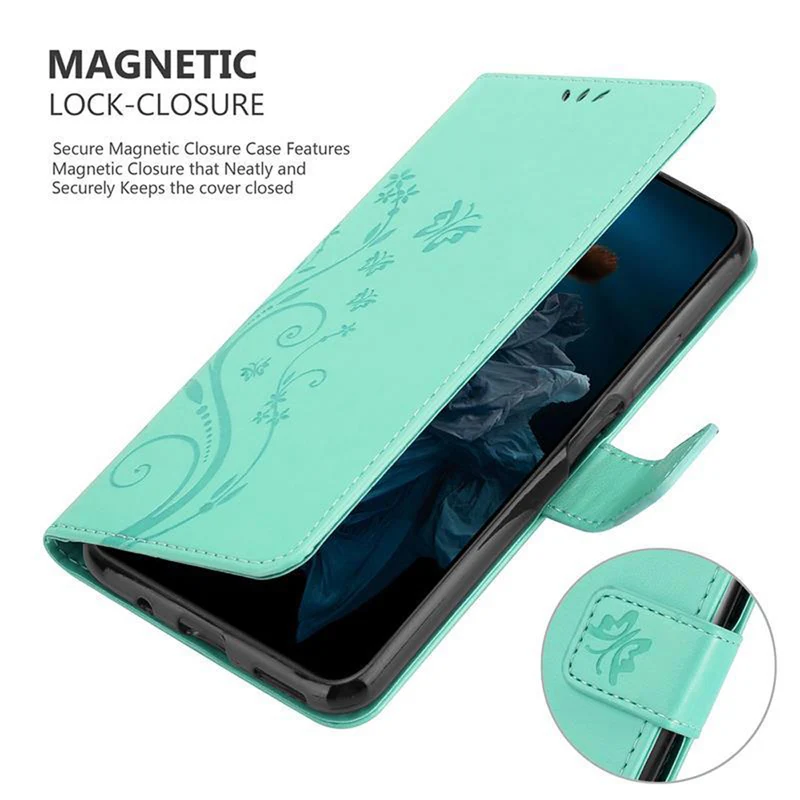 Cadorabo Hülle kompatibel mit Honor 20 PRO Schutzhülle im Blumen Design mit Magnetverschluss, Standfunktion und Kartenfächern