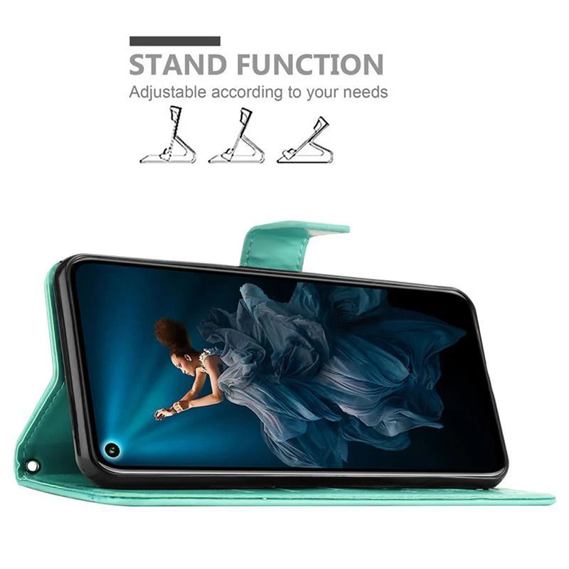 Cadorabo Hülle kompatibel mit Honor 20 PRO Schutzhülle im Blumen Design mit Magnetverschluss, Standfunktion und Kartenfächern