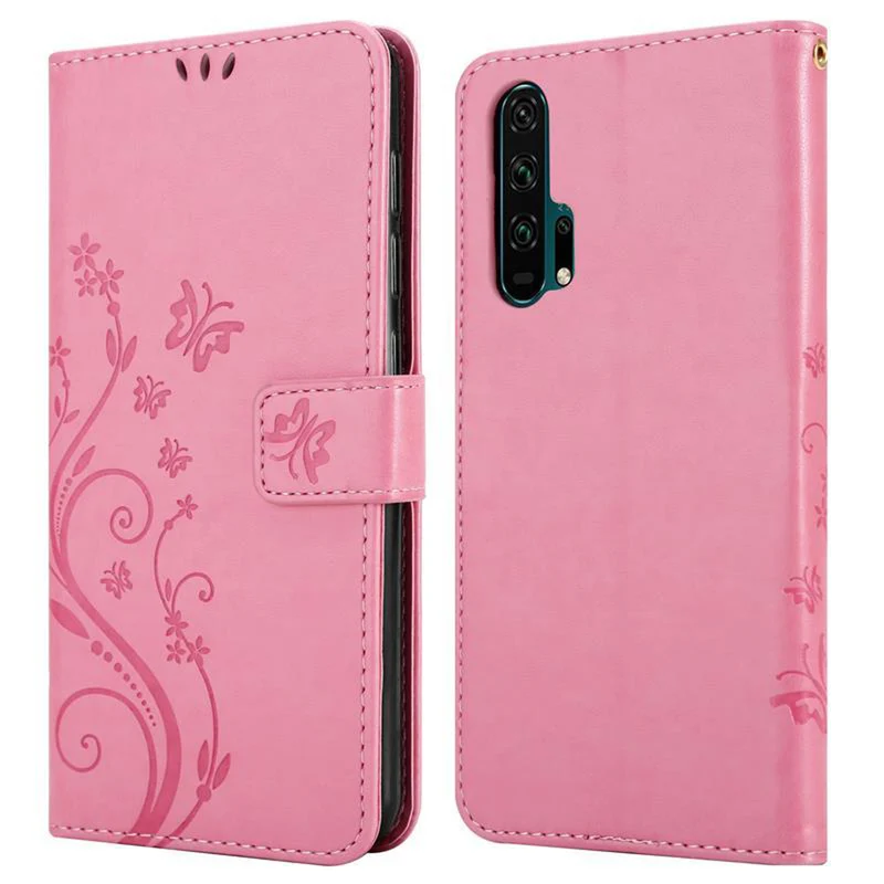 Cadorabo Hülle kompatibel mit Honor 20 PRO Schutzhülle im Blumen Design mit Magnetverschluss, Standfunktion und Kartenfächern