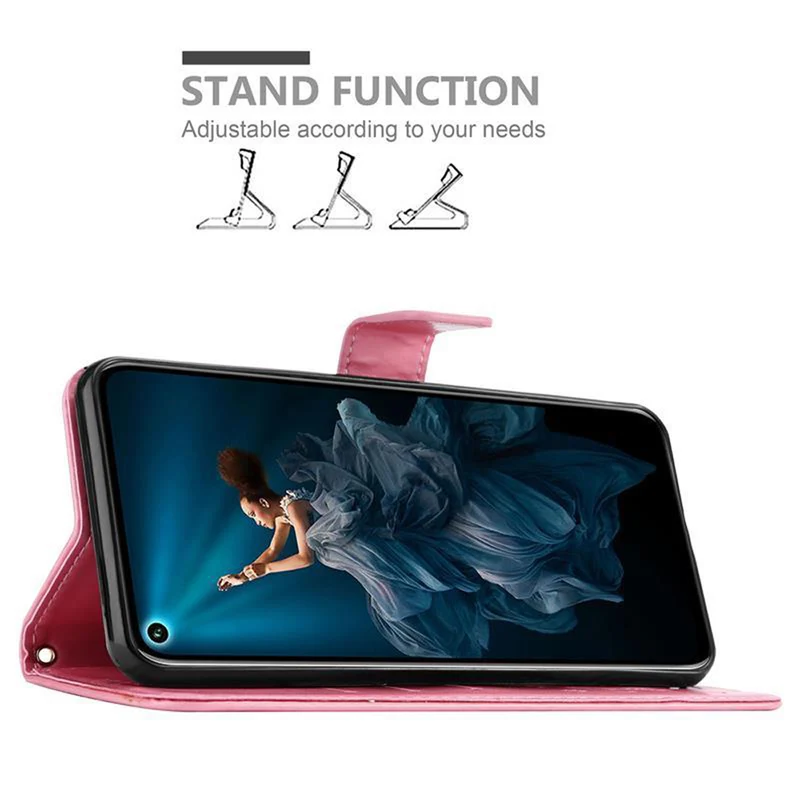 Cadorabo Hülle kompatibel mit Honor 20 PRO Schutzhülle im Blumen Design mit Magnetverschluss, Standfunktion und Kartenfächern