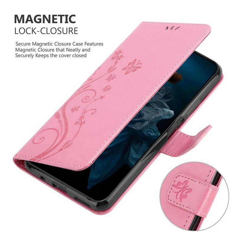 Cadorabo Hülle kompatibel mit Honor 20 PRO Schutzhülle im Blumen Design mit Magnetverschluss, Standfunktion und Kartenfächern