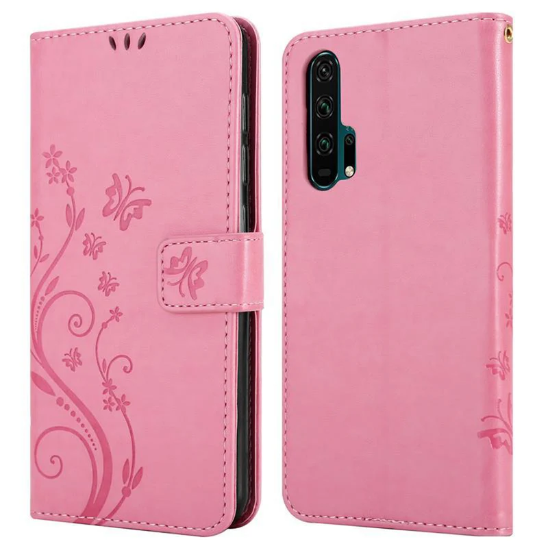 Cadorabo Hülle kompatibel mit Honor 20 PRO Schutzhülle im Blumen Design mit Magnetverschluss, Standfunktion und Kartenfächern