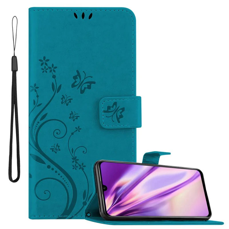 Cadorabo Hülle kompatibel mit Honor 10i / 20i / 20 LITE / Huawei Enjoy 9S Schutzhülle im Blumen Design mit Magnetverschluss, Standfunktion und Kartenfächern
