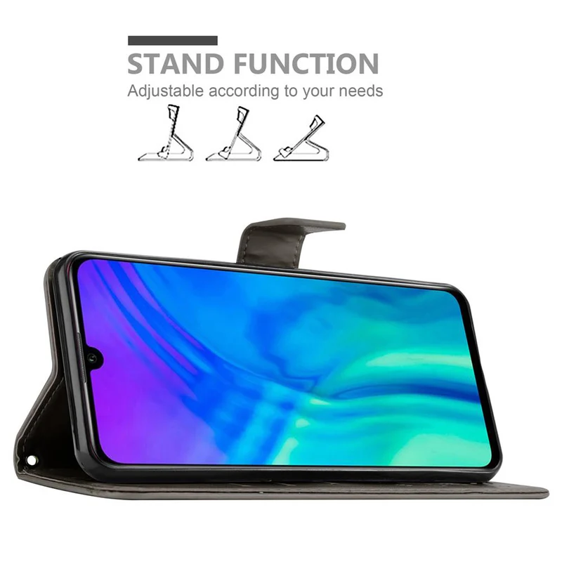 Cadorabo Hülle kompatibel mit Honor 10i / 20i / 20 LITE / Huawei Enjoy 9S Schutzhülle im Blumen Design mit Magnetverschluss, Standfunktion und Kartenfächern