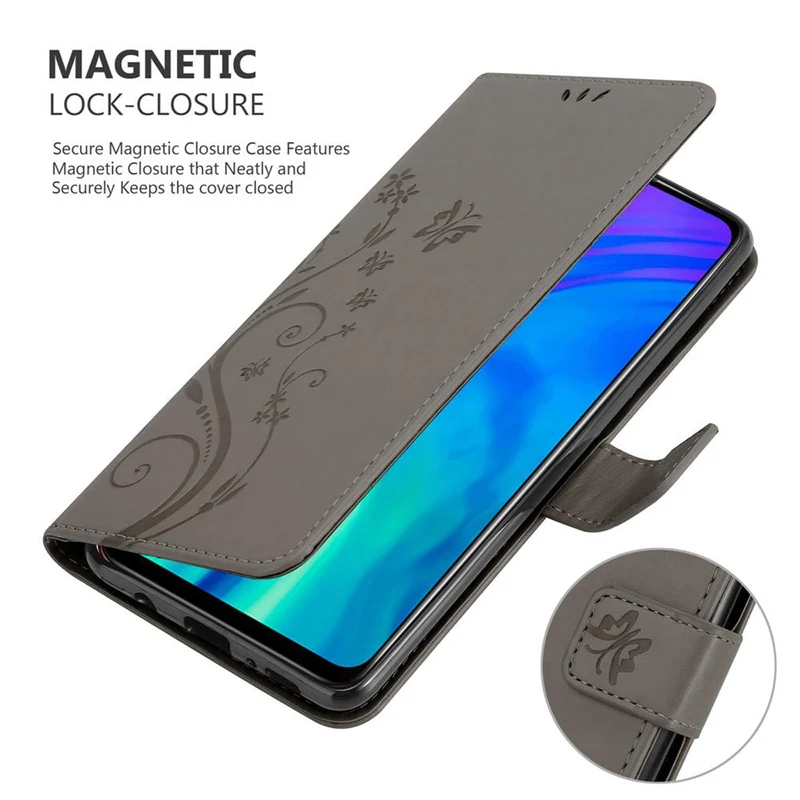 Cadorabo Hülle kompatibel mit Honor 10i / 20i / 20 LITE / Huawei Enjoy 9S Schutzhülle im Blumen Design mit Magnetverschluss, Standfunktion und Kartenfächern