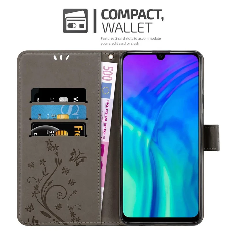 Cadorabo Hülle kompatibel mit Honor 10i / 20i / 20 LITE / Huawei Enjoy 9S Schutzhülle im Blumen Design mit Magnetverschluss, Standfunktion und Kartenfächern