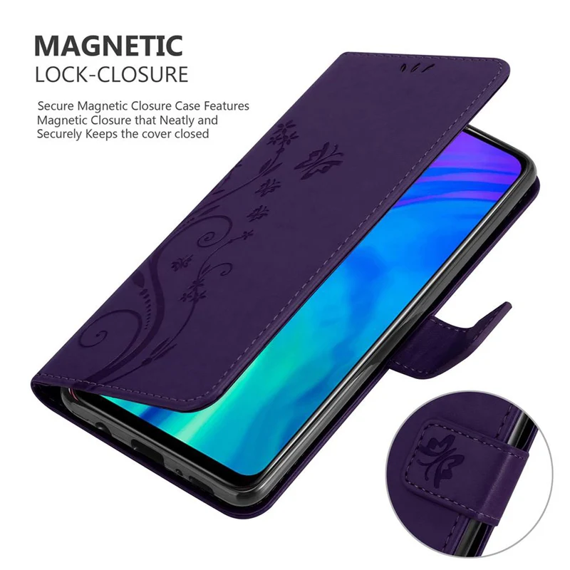 Cadorabo Hülle kompatibel mit Honor 10i / 20i / 20 LITE / Huawei Enjoy 9S Schutzhülle im Blumen Design mit Magnetverschluss, Standfunktion und Kartenfächern