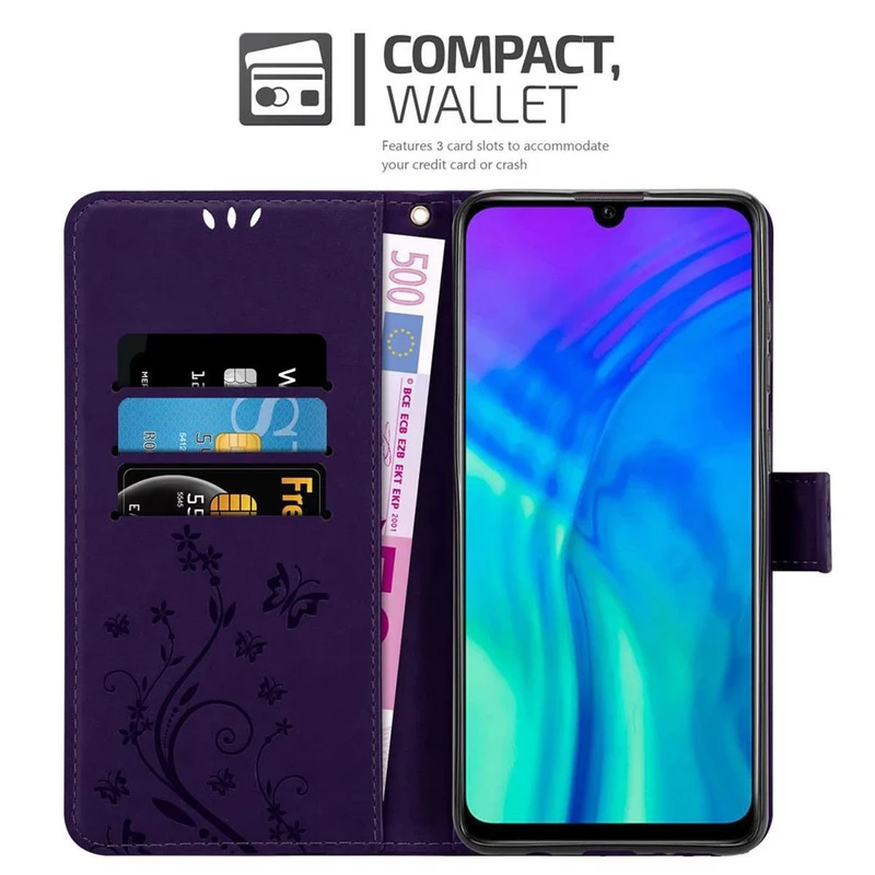 Cadorabo Hülle kompatibel mit Honor 10i / 20i / 20 LITE / Huawei Enjoy 9S Schutzhülle im Blumen Design mit Magnetverschluss, Standfunktion und Kartenfächern