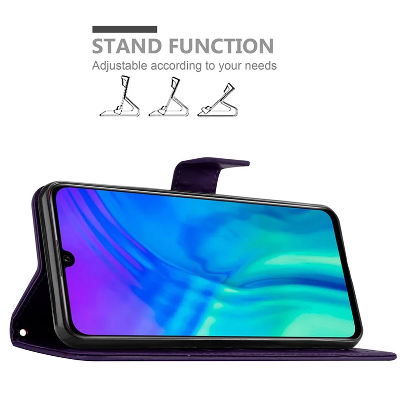 Cadorabo Hülle kompatibel mit Honor 10i / 20i / 20 LITE / Huawei Enjoy 9S Schutzhülle im Blumen Design mit Magnetverschluss, Standfunktion und Kartenfächern
