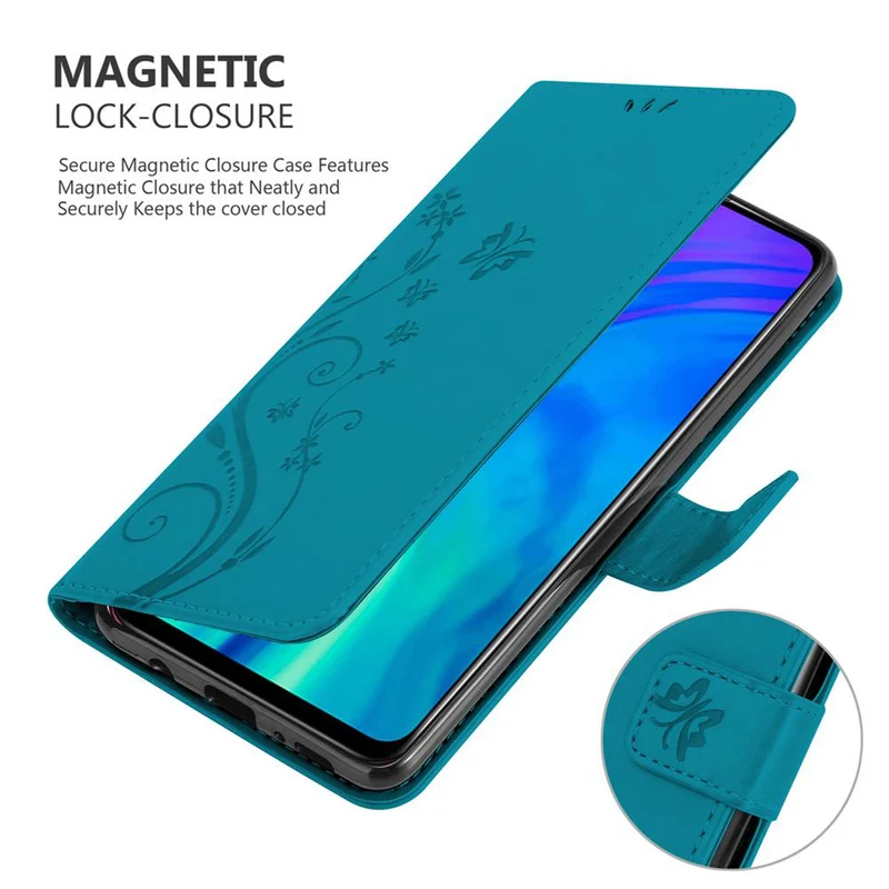 Cadorabo Hülle kompatibel mit Honor 10i / 20i / 20 LITE / Huawei Enjoy 9S Schutzhülle im Blumen Design mit Magnetverschluss, Standfunktion und Kartenfächern