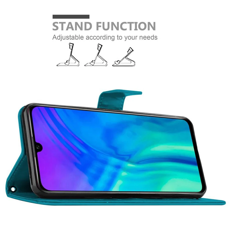 Cadorabo Hülle kompatibel mit Honor 10i / 20i / 20 LITE / Huawei Enjoy 9S Schutzhülle im Blumen Design mit Magnetverschluss, Standfunktion und Kartenfächern