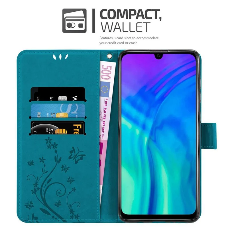 Cadorabo Hülle kompatibel mit Honor 10i / 20i / 20 LITE / Huawei Enjoy 9S Schutzhülle im Blumen Design mit Magnetverschluss, Standfunktion und Kartenfächern