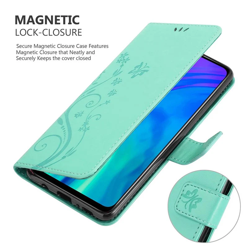 Cadorabo Hülle kompatibel mit Honor 10i / 20i / 20 LITE / Huawei Enjoy 9S Schutzhülle im Blumen Design mit Magnetverschluss, Standfunktion und Kartenfächern