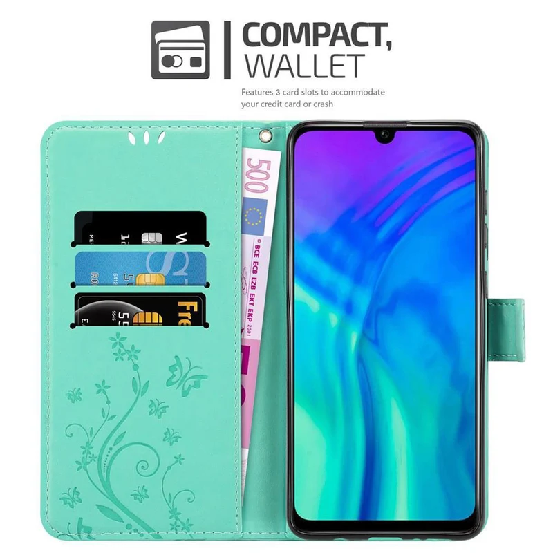 Cadorabo Hülle kompatibel mit Honor 10i / 20i / 20 LITE / Huawei Enjoy 9S Schutzhülle im Blumen Design mit Magnetverschluss, Standfunktion und Kartenfächern