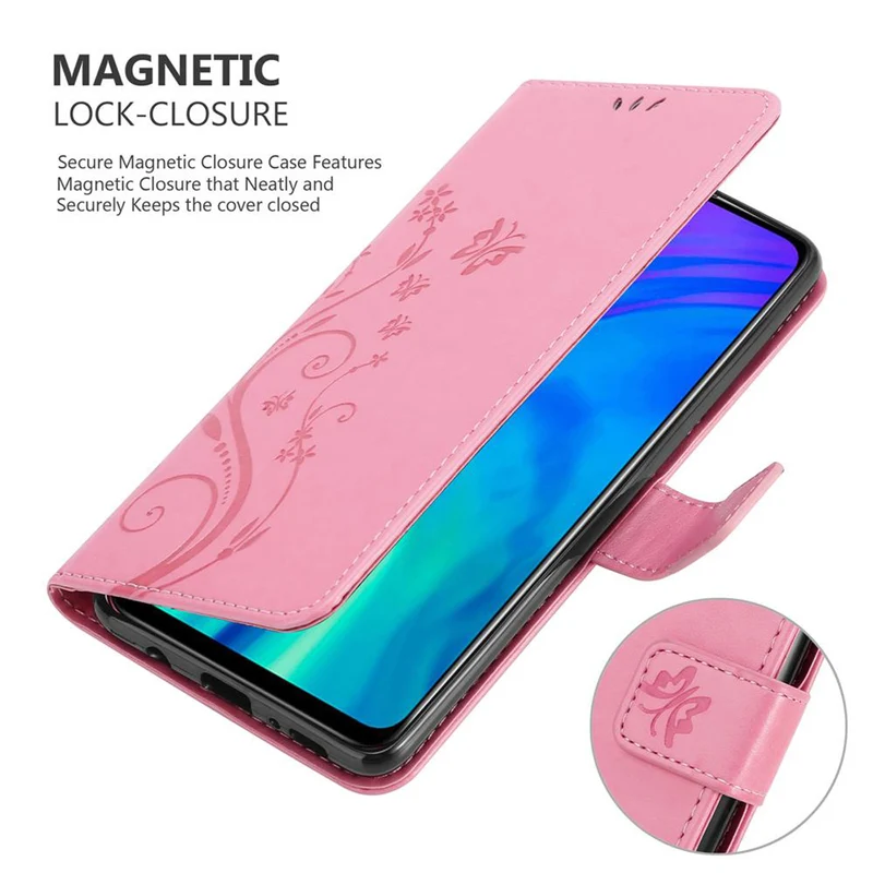 Cadorabo Hülle kompatibel mit Honor 10i / 20i / 20 LITE / Huawei Enjoy 9S Schutzhülle im Blumen Design mit Magnetverschluss, Standfunktion und Kartenfächern