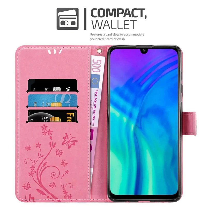 Cadorabo Hülle kompatibel mit Honor 10i / 20i / 20 LITE / Huawei Enjoy 9S Schutzhülle im Blumen Design mit Magnetverschluss, Standfunktion und Kartenfächern