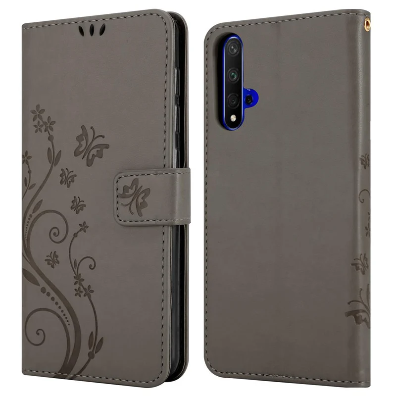 Cadorabo Hülle kompatibel mit Honor 20 / 20S / Huawei NOVA 5T Schutzhülle im Blumen Design mit Magnetverschluss, Standfunktion und Kartenfächern