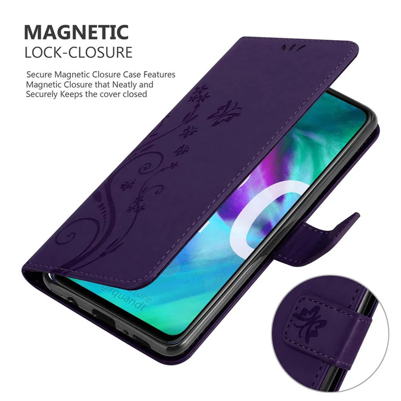 Cadorabo Hülle kompatibel mit Honor 20 / 20S / Huawei NOVA 5T Schutzhülle im Blumen Design mit Magnetverschluss, Standfunktion und Kartenfächern