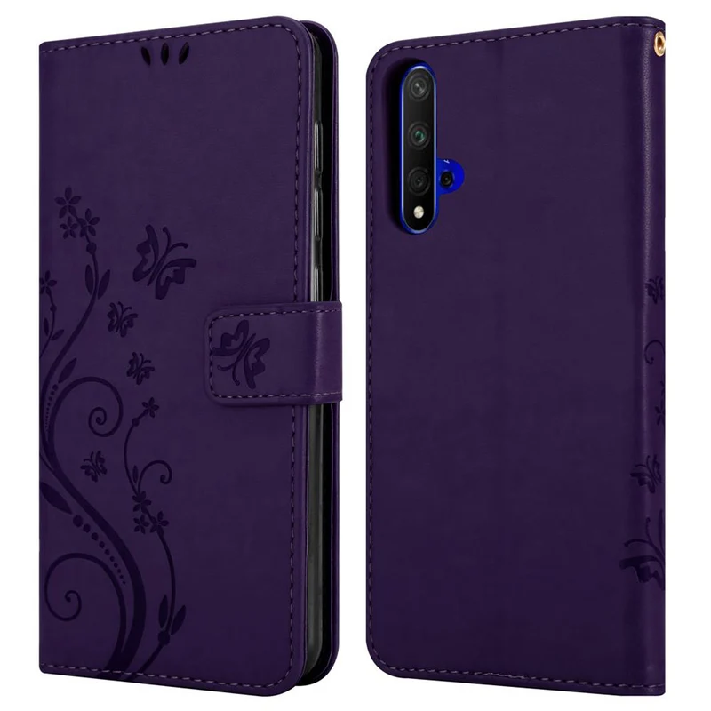 Cadorabo Hülle kompatibel mit Honor 20 / 20S / Huawei NOVA 5T Schutzhülle im Blumen Design mit Magnetverschluss, Standfunktion und Kartenfächern