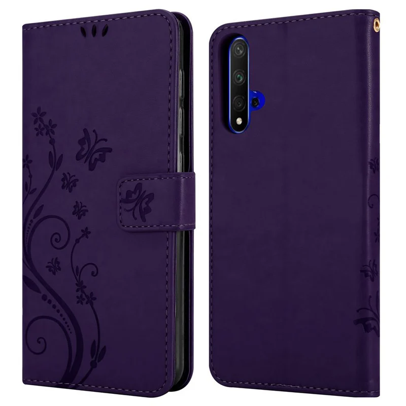 Cadorabo Hülle kompatibel mit Honor 20 / 20S / Huawei NOVA 5T Schutzhülle im Blumen Design mit Magnetverschluss, Standfunktion und Kartenfächern