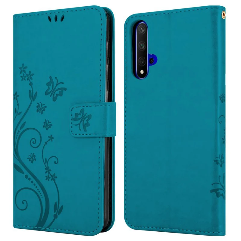 Cadorabo Hülle kompatibel mit Honor 20 / 20S / Huawei NOVA 5T Schutzhülle im Blumen Design mit Magnetverschluss, Standfunktion und Kartenfächern