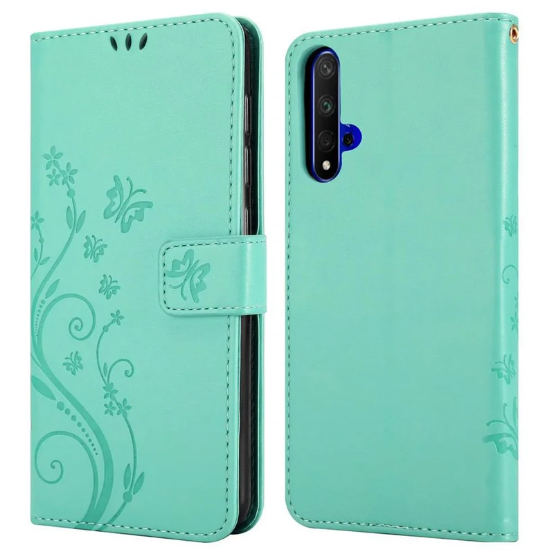 Cadorabo Hülle kompatibel mit Honor 20 / 20S / Huawei NOVA 5T Schutzhülle im Blumen Design mit Magnetverschluss, Standfunktion und Kartenfächern