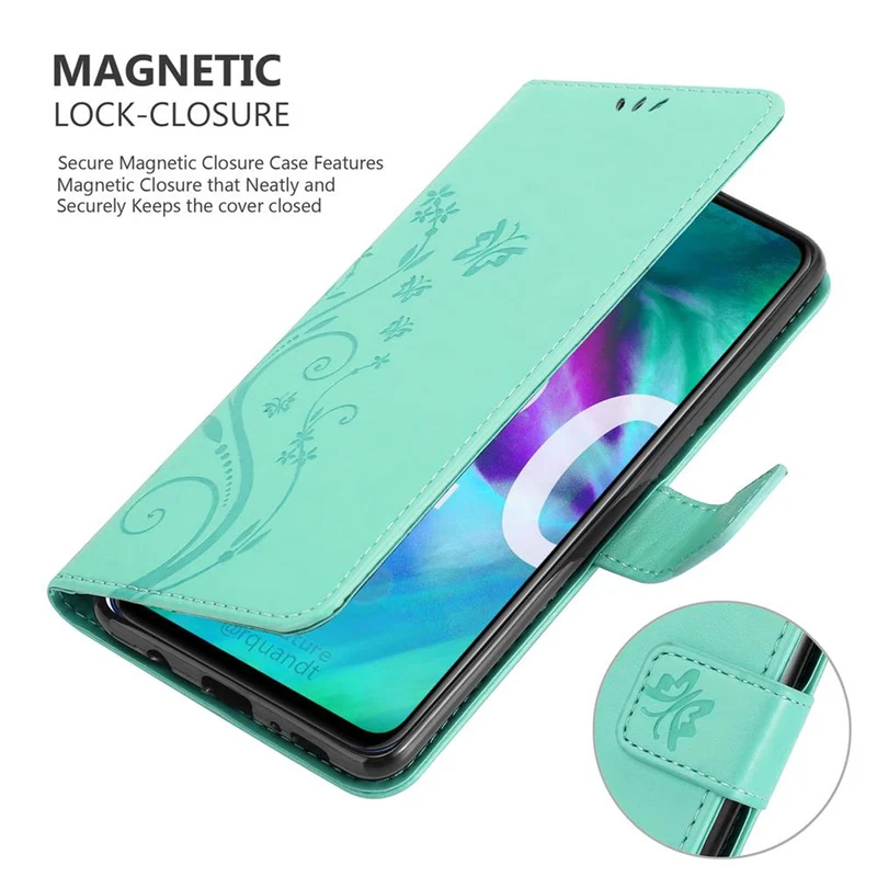 Cadorabo Hülle kompatibel mit Honor 20 / 20S / Huawei NOVA 5T Schutzhülle im Blumen Design mit Magnetverschluss, Standfunktion und Kartenfächern