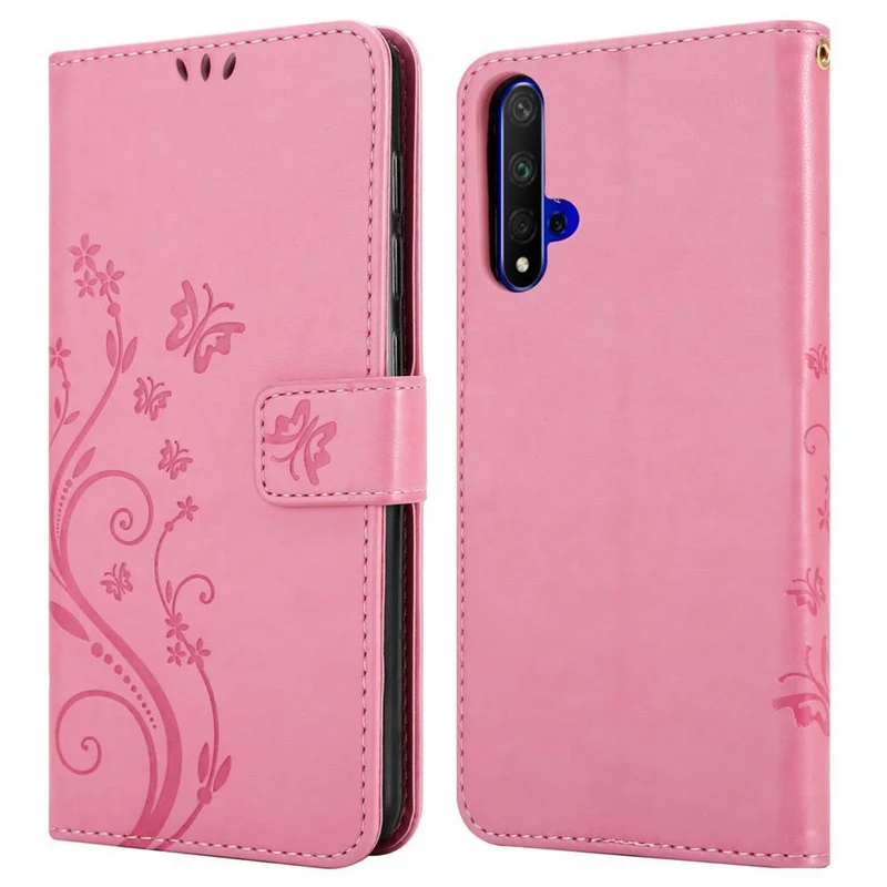 Cadorabo Hülle kompatibel mit Honor 20 / 20S / Huawei NOVA 5T Schutzhülle im Blumen Design mit Magnetverschluss, Standfunktion und Kartenfächern