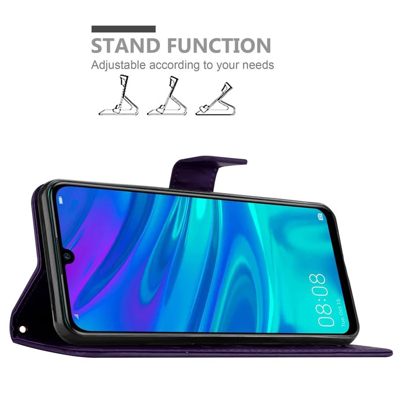 Cadorabo Hülle kompatibel mit Honor 10 LITE / Huawei P SMART 2019 Schutzhülle im Blumen Design mit Magnetverschluss, Standfunktion und Kartenfächern