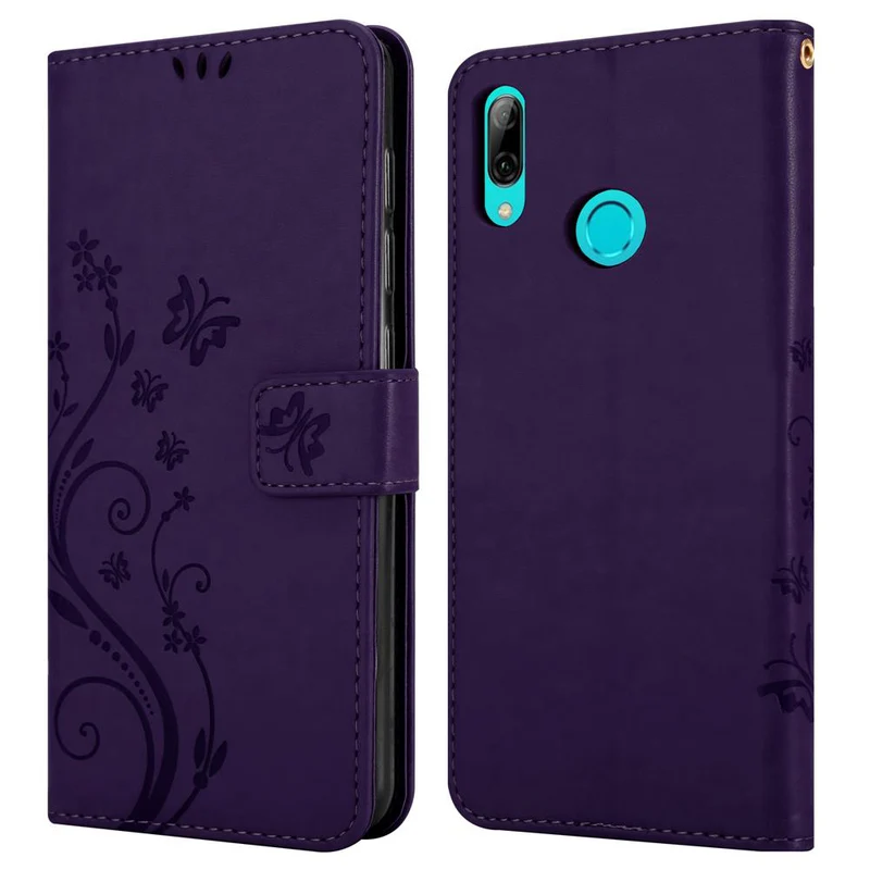 Cadorabo Hülle kompatibel mit Honor 10 LITE / Huawei P SMART 2019 Schutzhülle im Blumen Design mit Magnetverschluss, Standfunktion und Kartenfächern